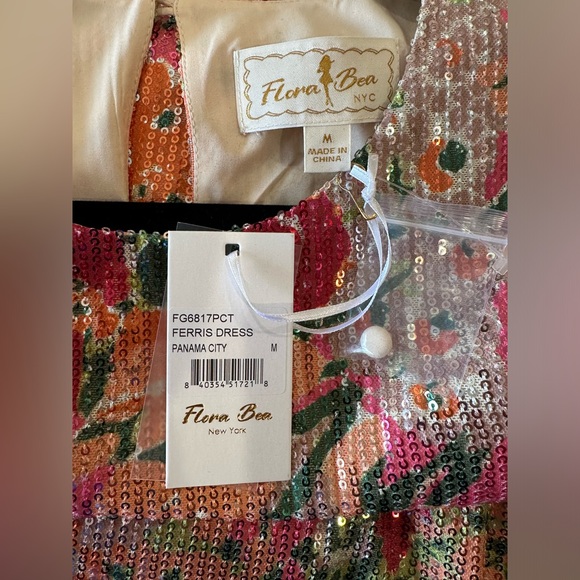 Flora Bea Ferris Sequin Floral Cocktail Midi Dress NWT Size Medium - Picture 9 of 11